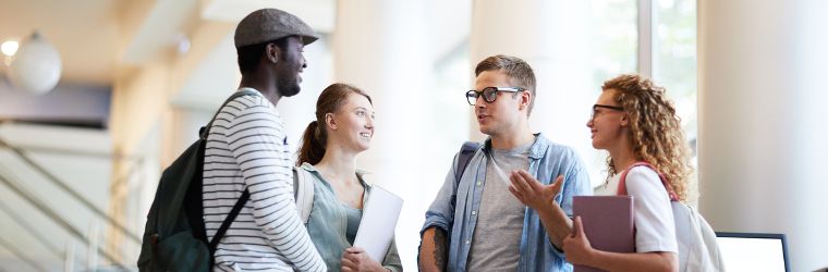 MSW students talking outside of class